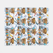 チーター科学者実験パターン フリースブランケット (正面(横))