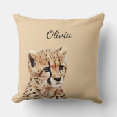 チーター顔 パーソナライズされた クッション (正面)