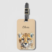 チーター顔 パーソナライズされた ラゲッジタグ (正面縦)