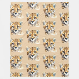 チーター顔 フリースブランケット