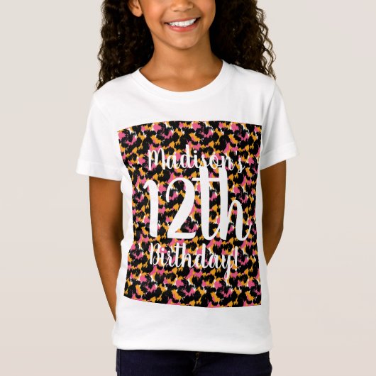 チーター アニマルプリント 誕生日Tシャツ 女の子用 Tシャツ (正面)