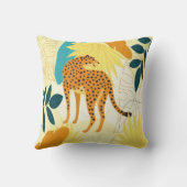 チーター カラフル トロピカル リーフ 壁紙 クッション (裏面)