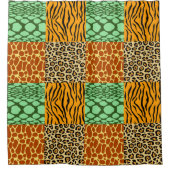 チーター、キリン、タイガー、ヘビ シャワーカーテン (正面)