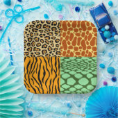 チーター、キリン、タイガー、ヘビ ペーパープレート (パーティー)