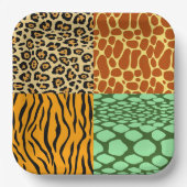 チーター、キリン、タイガー、ヘビ ペーパープレート (正面)