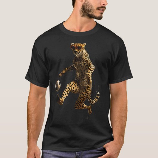 チーター サッカー フットボール Tシャツ (正面)