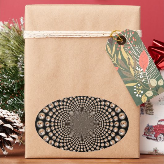 チーター・スピン・スペクタクル - フェリンフレンジー:カラフル 楕円形シール (クリスマス)