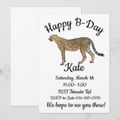 チーター ハッピーバースデー 招待状 (正面/裏面)