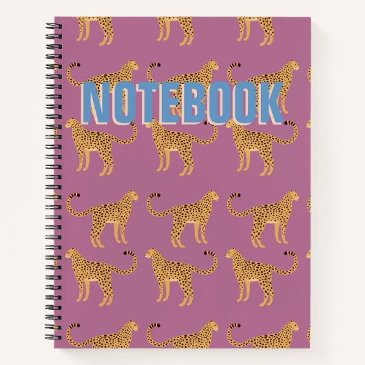 チーター、ピンクのヒョウのスパイラルノートブック ノートブック (正面)