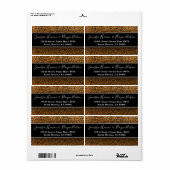 チーター ブラック ゴールド グリッター レオパード アニマル プリント ラ ラベル (フルシート)