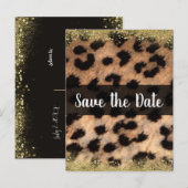 チーター レオパード アニマル プリント ゴールド セーブ・ザ・デート 案内ポストカード (正面/裏面)