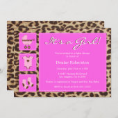 チーター - 女の子だよ！- ベビーシャワー招待状 招待状 (正面/裏面)