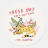 チーター Wild One ジャングルパーティーグッズ サファリ お礼 ラウンドシール (正面)