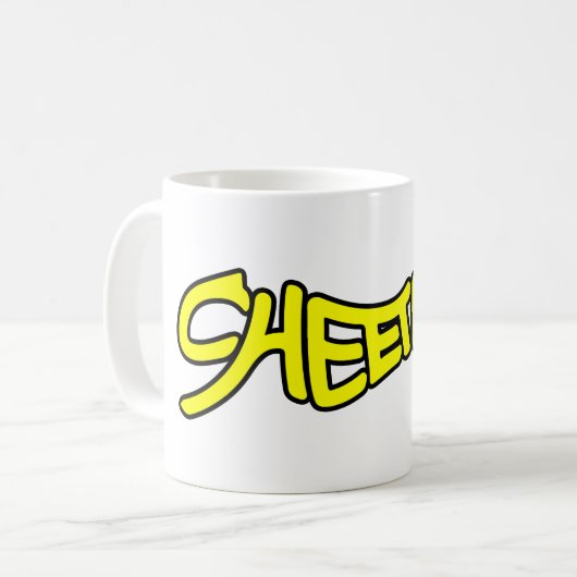 チーターGraffitiスタイルタイポグラフィー太字黄色 コーヒーマグカップ (正面左)