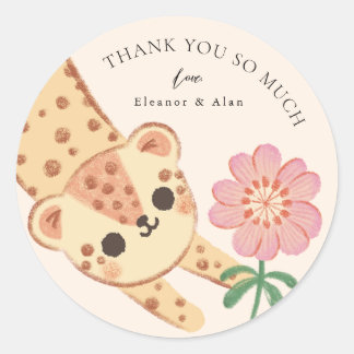 チーターleopard jaguar panther kids sticker ラウンドシール