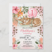 チータ誕生日招待状チーター第1誕生日 招待状 (正面)