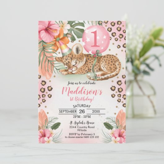 チータ誕生日招待状チーター第1誕生日 招待状 (スタンド正面)