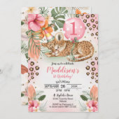 チータ誕生日招待状チーター第1誕生日 招待状 (正面/裏面)