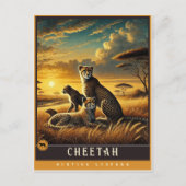 チータ | かわいい家族ヴィンテージ動物はがき ポストカード (正面)