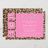 チータ-それは女の子です! -ベビーシャワーの招待状 招待状 (正面/裏面)