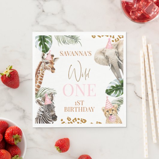 チートープリントガールズサファリワイルドワン1歳 スタンダードランチョンナプキン (インサイチュ)