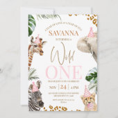チートープリントガールズサファリワイルドワン1歳 招待状 (正面)