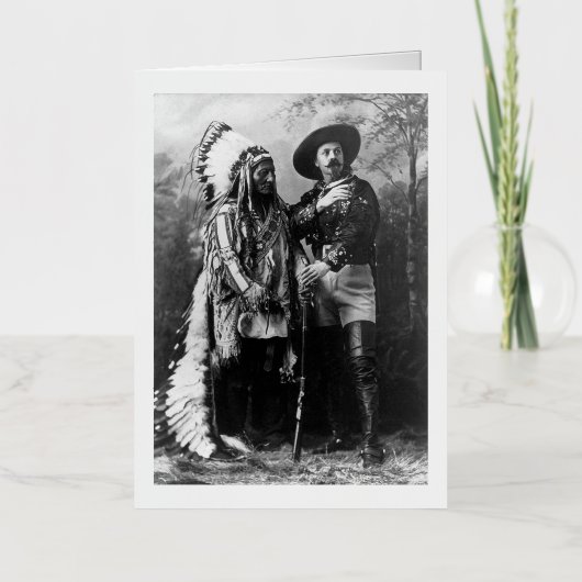 チーフシッティングブル&バッファロービル1895ヴィンテージ 箔グリーティングカード (正面)