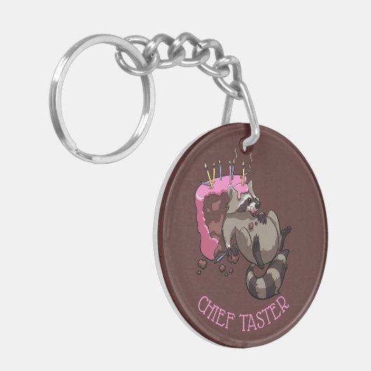 チーフタスターお誕生日ケーキ食べズアライグマ漫画 キーホルダー (正面左)