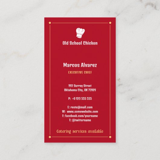 チーフ | Chefレストラン 名刺 (裏面)