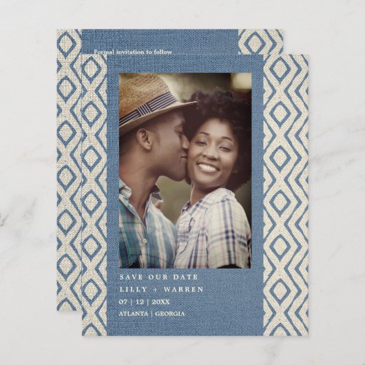 チープブルーボホ織物ロマンティック写真 (正面/裏面)