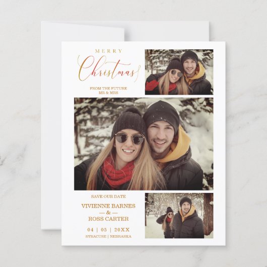 チープメリークリスマス3枚の写真コラージュカップル (正面)