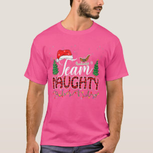 チームいけなサンタレッドプレイドクロースクリスマスパジャム Tシャツ