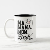 チームおもしろい名とチーム番号を持つ野球のママーブッシュ ツートーンマグカップ (左)