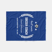 チームからのサッカーコーチへのギフト感謝パーソナライズされた フリースブランケット (正面(横))