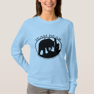 チームくまの女性長袖のティー Tシャツ