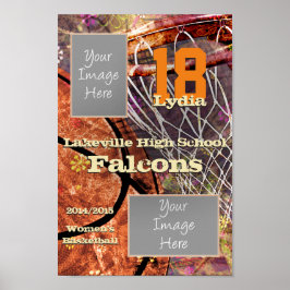 チームと選手のフォトガールズバスケットボール ポスター