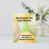 チームに参加していただきありがとうございます パステルカラーの従業員感謝カード ポストカード (スタンド正面)