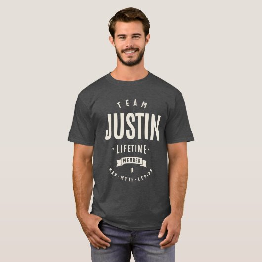 チームのジャスティンライフタイムメンバーのジャスティンネーム Tシャツ (正面フル)