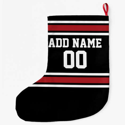 チームのジャージーと名前をカスタムすると番号 ラージクリスマスストッキング (裏面)