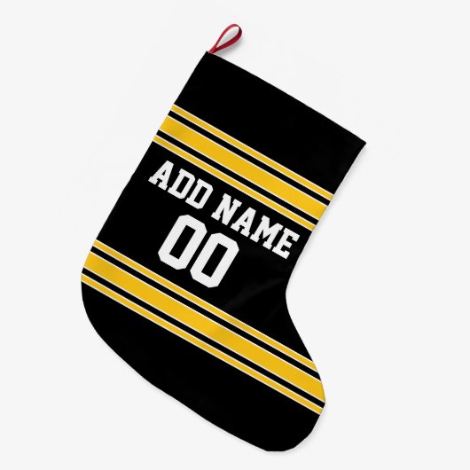 チームのジャージーと名前をカスタムすると番号 ラージクリスマスストッキング (正面 (吊り時))