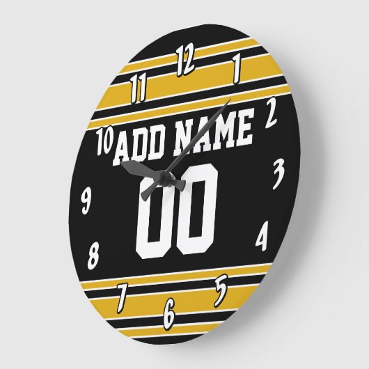 チームのジャージーと名前をカスタムすると番号 ラージ壁時計 (傾斜)