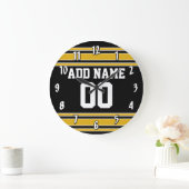 チームのジャージーと名前をカスタムすると番号 ラージ壁時計 (ホーム)