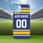 チームのジャージーと名前をカスタムすると番号 Case-Mate iPhone 14 PRO MAXケース<br><div class="desc">青と黄色の色もし- – あなたはファンタジーサッカーチームのオーナーであり、自分の製品を作り、友人に見せびらかす！それとも – 高校遊のサッカーで記念品が欲しい？このジャージデザインは誰のスポーツにも遊最適である。</div>