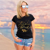 チームのスタイリッシュ花嫁の金色のスクリプト黒い輝き Tシャツ