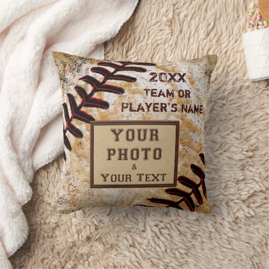 チームの写真、名前、野球チームの年カスタム賀状 クッション (ブランケット)