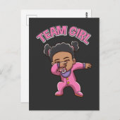 チームの女の子の性別発表パーティーでダブリング　黒い赤ちゃん ポストカード (正面/裏面)