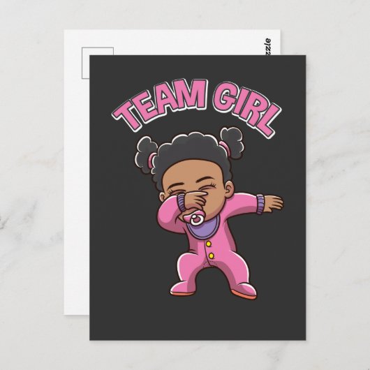 チームの女の子の性別発表パーティーでダブリング　黒い赤ちゃん ポストカード (正面/裏面)