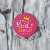 チームの花嫁ボタンクラウン、キューピッド矢印ボタン。ピンク 缶バッジ (インサイチュ)