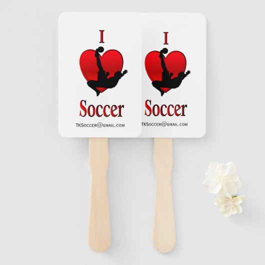 チームの電子メールまたは名前でハートサッカー ハンドファン (正面&裏面)