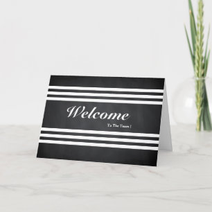 チームのChalkboardポストカードへようストライプこそ カード